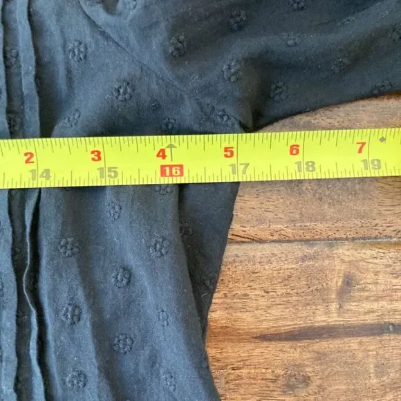 Madewell Embroidered Pintuck Mini Dress 100% Cotton Black Women's Small Prairie - Picture 7 of 8